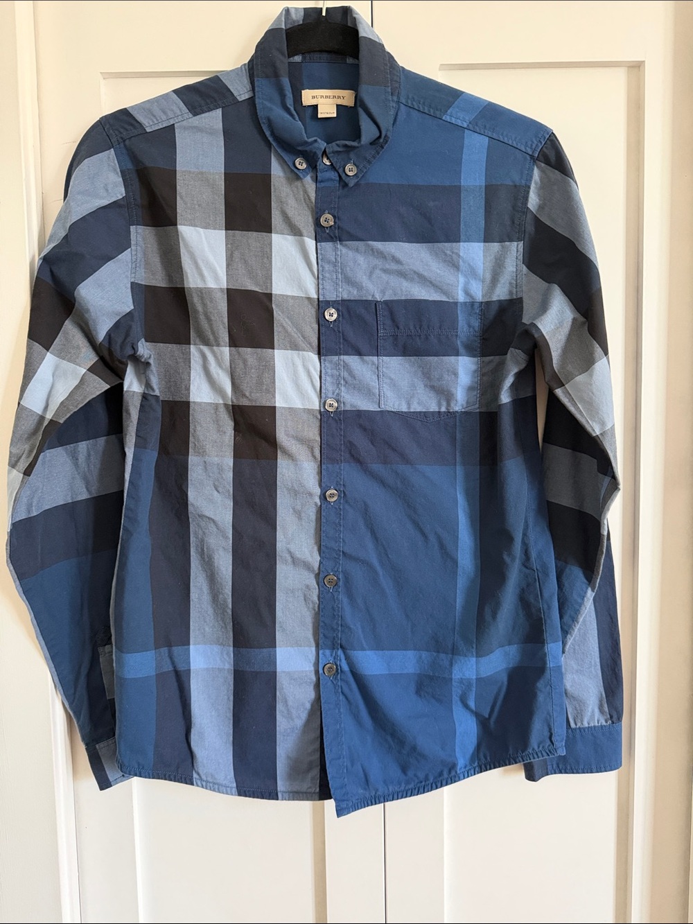 Burberry Blue Plaid Button-Down Shirt